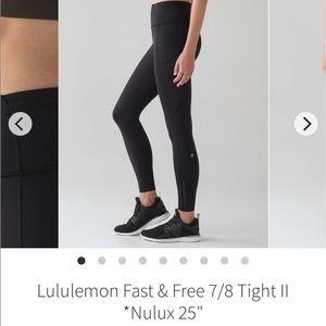 Lululemon Fast & Free 7/8 Tight II 25”